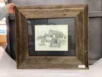 BARNWOOD FRAMED PICTURE - "ONE ROOM SCHOOL HOUSE" BY BRENDA CAMPBELL BURROUGHS