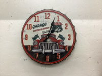 "BOTTLE CAP" ROUTE 66 WALL CLOCK