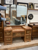 VINTAGE VANITY/ MIRROR, AND 5-DRAWER DRESSER