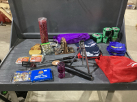 CHRISTMAS DECOR, LUNCH BAGS, WIND SPINNER KITE, SMALL TRIPOD,BBQ TOOLS, CANDLES, BOOK ENDS