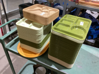 2 STACKS OF FOOD TRAYS - DIFFERENT STYLES
