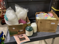 2 BOXES - YARN, BATTING, POLY BRAIDED CORD