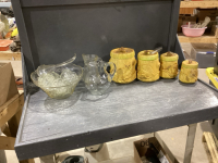 2 BOXES -PUNCH BOWL W/CUPS, SET OF 4 &ldquo;OWL&rdquo; CANNISTERS , 2 PITCHERS