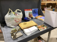 2 BOXES - ENVELOPES, LAMP,HOLE PUNCH, PENCILS, TEA LIGHTS