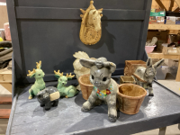 CERAMIC HORSE CLOCK, DONKEY PLANTERS, ANGEL