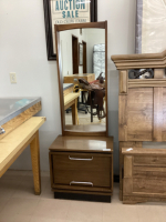 SMALL VINTAGE CABINET W/MIRROR AND 2-DRAWERS