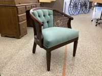 VINTAGE OCCASIONAL CHAIR W/ WICKER SIDES/VELOUR FABRIC