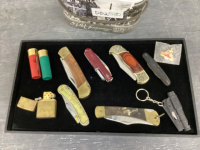 ASSORTED POCKET KNIVES, LIGHTER