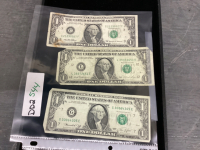 (3) USA $1 BILLS - 1974, 1981, 1999