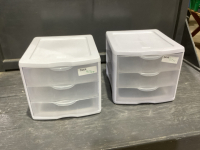 2 SMALL 3-DRAWER STORAGE UNITS