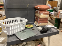 2 LAUNDRY BASKETS, B+D DUST BUSTER, CLOCK, SCALE, CONVERTER KIT