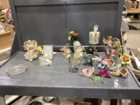 SARAH&rsquo;S ANGELS, CANDLE , DOLPHIN CANDLE HOLDER, PORCELAIN FLOWERS