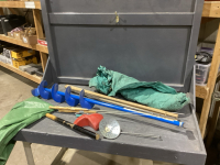 ICE FISHING SUPPLIES - TENT, MANUAL AUGER, SCOOP, POLES