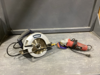 BOX W/ CORDED TOOLS - MASTERCRAFT CIRCULAR SAW & SKILL GRINDER