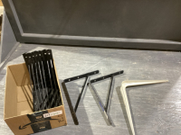 (9) BLACK BRACKETS, (1) WHITE BRACKET