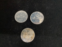 (3) CANADA $1 COINS - 1969/75/1918