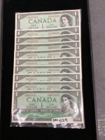 (10) CANADA $1 BILLS - 1954 IN SEQUENTIAL SERIAL NUMBER