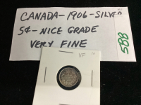 CANADA SILVER 5 CENT COIN - 1906