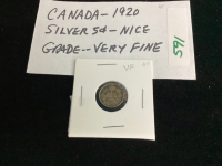CANADA SILVER 5 CENT COIN - 1920