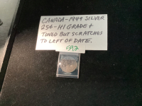CANADA SILVER 25 CENT COIN - 1949