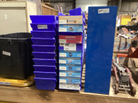 2 STACKS OF PARTS BINS + READY ROD RACK