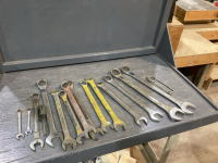 GREEN BUCKET OF LARGER WRENCHES - LARGEST IS 1 13/16&rdquo;