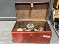 RED METAL TOOLBOX W/ HOSE BARB CAMLOCK COUPLERS