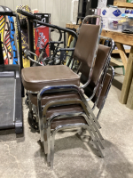 (4) BROWN VINYL STACKING CHAIRS