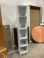 NARROW WHITE SHELVING UNIT