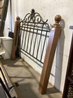 METAL/WOOD QUEEN HEADBOARD & METAL FRAME