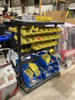 BOLT BIN ORGANIZER W/ HARDWARE ON WHEELED CART