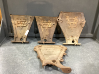 (3) ANTIQUE VAN BRUNT SEEDER BOX ENDS, (1) COCKSHUTT BOX END