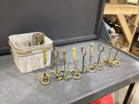 SMALL BUCKET W/ NUMBERED PAINT IRONS