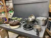 LARGE BOX W/ POTS & PANS