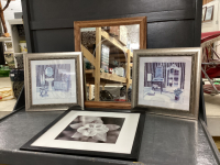 WALL MIRROR & (3) PICTURES