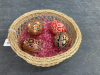 (4) UKRAINIAN EGGS IN WICKER BASKET