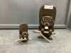 (2) FOLK ART HAND CRAFTED WOOD BEAVERS