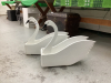 (2) WOOD SWAN PLANTERS