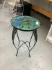 ROUND END TABLE W/ PEACOCK DESIGN
