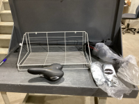 HANGING SHELF, BIKE SEAT, MIRACLE GROW, AIR PUMP