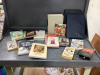 BOX OF BOOKS & VHS - COOKBOOKS, DICTIONARY, DAY PLANNERS ETC
