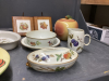 BOX W/ MISC STONEWARE DISHES, MCCOY COOKIE JAR - FRUIT DESIGNS - 2