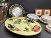 BOX W/ MISC STONEWARE DISHES, MCCOY COOKIE JAR - FRUIT DESIGNS - 3