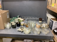 (2) BOXES W/ MISC KITCHEN ITEMS - DRINKING GLASSES, SUNDAE CUPS, DESSERT BOWLS, COOKIE CUTTERS, ETC