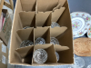 (2) BOXES W/ GLASSWARE - CRYSTAL STEMWARE, PLATES, SUNDAE CUPS, BANANA SPLIT BOWLS, ETC - 4
