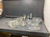 VARIETY OF PINWHEEL CRYSTAL - BOWL, SALT & PEPPER, CANDY DISHES, BUTTER DISH, ETC