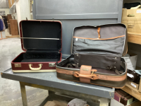 (2) VINTAGE SUITCASES - ONE HARD SIDED, ONE SOFT SIDED