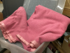 (2) PINK WOOL BLANKETS IN TOTE W/ LID - 2