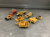 BAG OF MINI CAST EARTHMOVERS, SKIDSTEER, DOZER