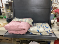 LARGE BOX OF BEDDING. - (2) COMFORTERS